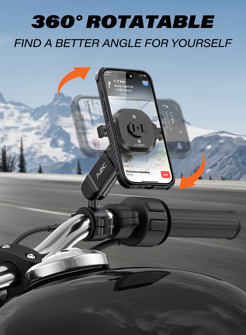 A2C One Lock System Motorcycle Phone Mount with MagSafe Phone Case, 1S Lock & Release Motorcycle Handlebar Phone Holder for iPhone 15 Pro Max Only - Image 3
